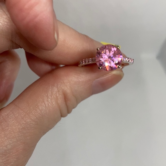 Simulated Pink & Light Pink Diamond’s Sterling Silver New Ring J-35 - Picture 4 of 9